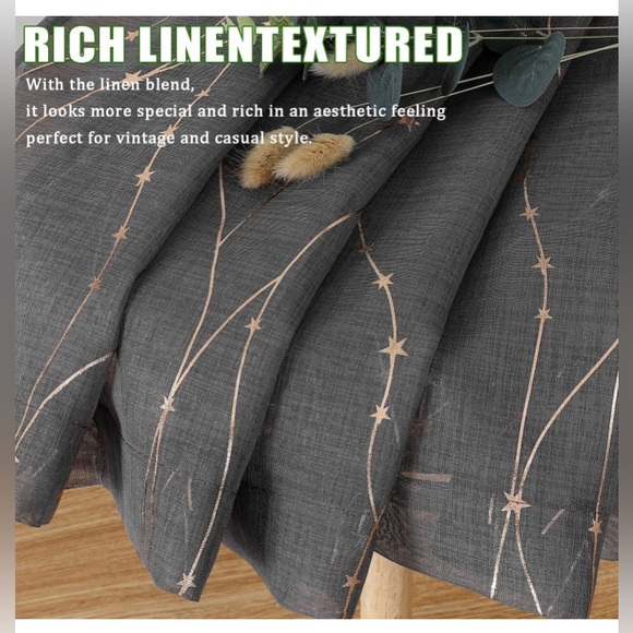 Sold NEW Sheer Curtains 95 “ Long Semi Sheer Curtain with Star Print Design 2 - Picture 6 of 8